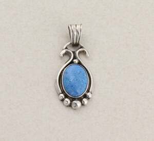Sterling Silver Lapis Lazuli Pendant 1 1/2" x 5/8" inch